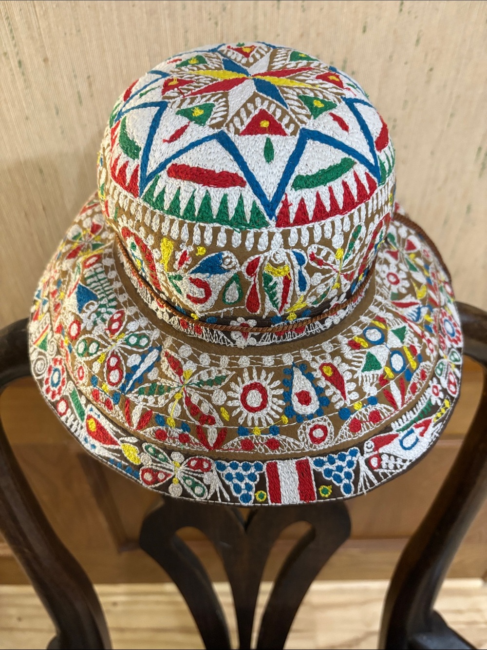 Hand-Embroidered Multicolor Boho Bucket Hat - Picture 2 of 9
